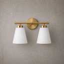 Hamilyeah Gold Bathroom Vanity Light Fixture with Frosted Glass Shade, 2 Light Vanity Lighting Fixture Over Mirror, 2 Bulb Wall Lamps for Bathroom, Restroom, Living Room, 2-light Milk Glass