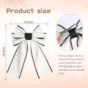 3 x 2PCS Hair Bows for Girls White Bowknot Hair Clips BarrettesLeather Bows with Long Tail Hair Accessories for Girls Toddlers Teens Kids