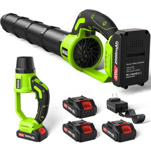 VASG Leaf Blower Cordless, 3 x 21V Batteries & Fast Charger Set, Variable Speed Mode, Lightweight Handheld Electric Leaf Blower for Lawn Care, Yard, Garden, Patio & Outdoor Cleanup (Green)