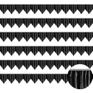 6p Banner Metallic Foil Fringe Wall Hanging Tinsel Fringe Banners backdrop for Parade Floats Garland Wedding Parties Graduation Class Birthday Retirement Anniversary Party Decorations(Black)