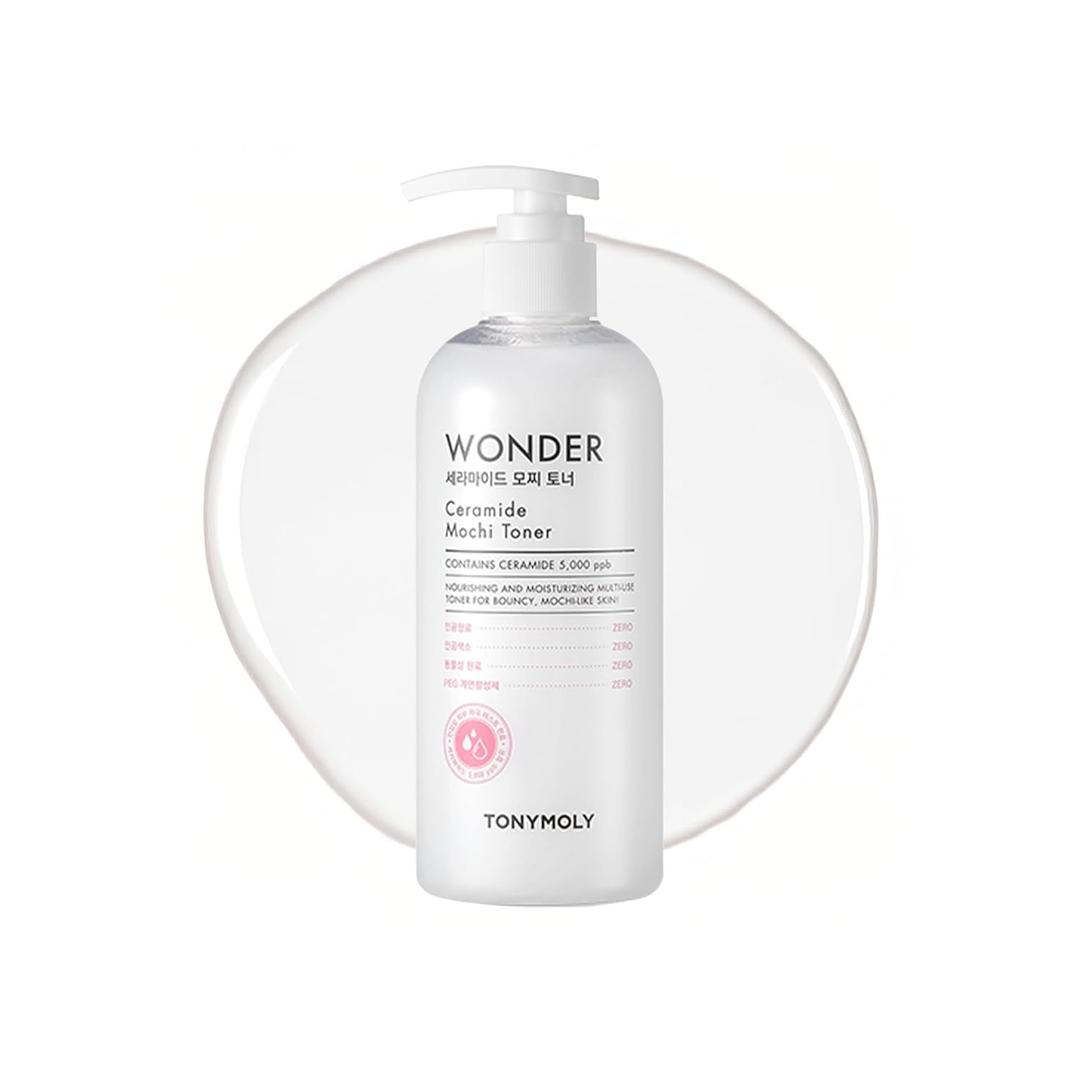 TONYMOLY Wonder Ceramide Mochi Toner  Hydrating & Moisture Barrier Repair Toner with Ceramides, Vitamin B & Hyaluronic Acid  Alcohol-Free Korean Skincare for Soft, Plump, Healthy Skin (10.14 Fl Oz (Pack of 1))