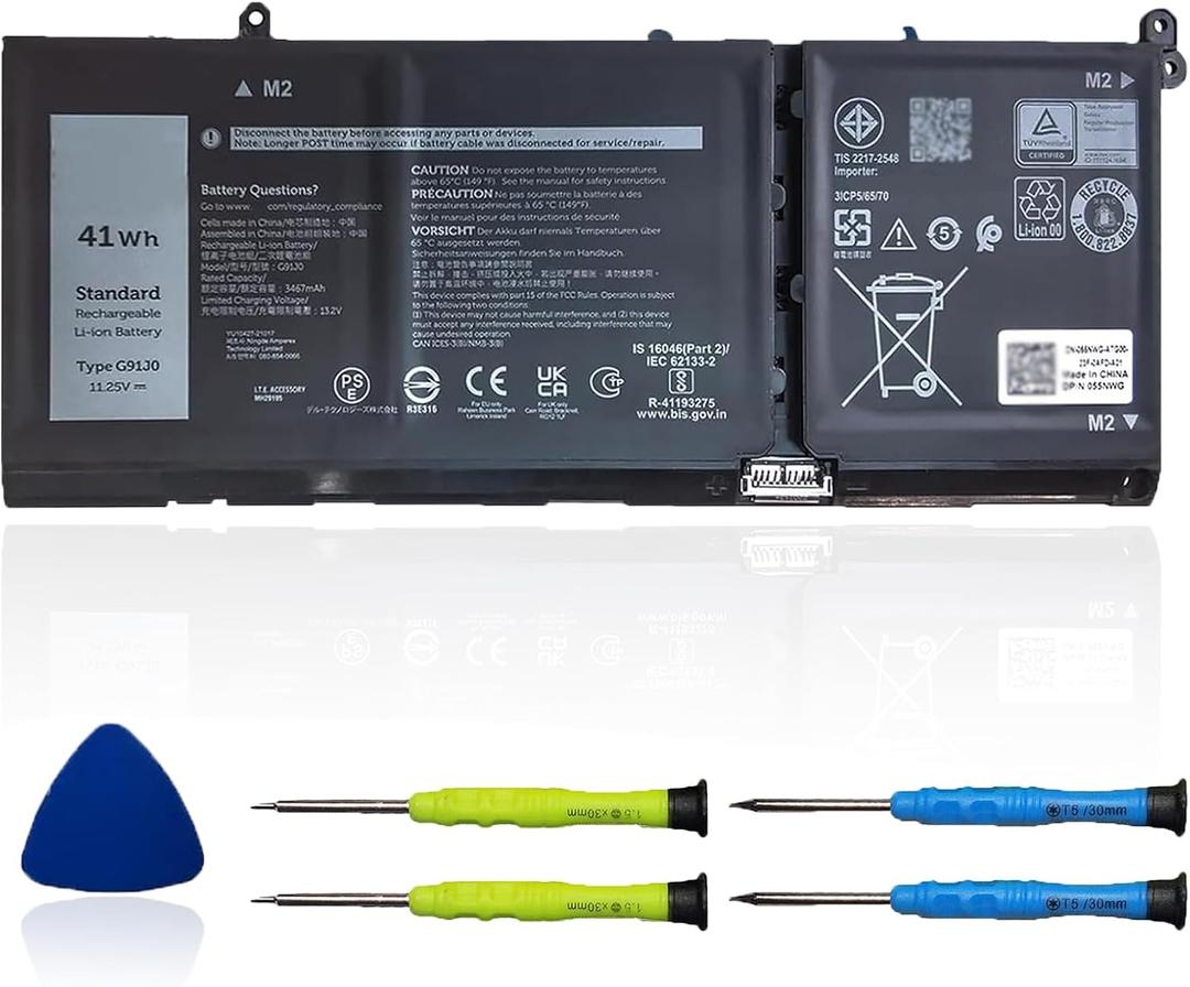 41Wh G91J0 Battery Replacement for Dell Latitude 3320 3330 3420 3520 Inspiron 3510 3511 3515 3525 3530 5310 5410 5418 5510 5515 5518 14 Plus 7420 7415 2-in-1 Vostro 5620 5625 V6W33 TN70C 11.25V