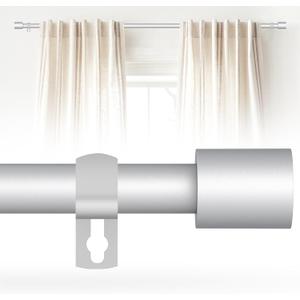 Curtain Rod for Windows 30 to 75 Inch, 5/8 Inch Silver Adjustable Curtain Rod with 2 Brackets, Easy Installation and Simple End Caps, For Living Room, Bedroom, Outdoor