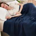 EMME Muslin Blanket 100% Cotton Throw Blankets for Couch Breathable Gauze Blanket All Season Soft and Lightweight Pre-Washed Cotton Blanket (Navy, 50"x70"), Large Throw