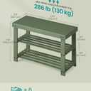 SONGMICS Shoe Rack Bench, 3-Tier Bamboo Shoe Storage Organizer, Entryway Bench, Holds Up to 286 lb, 11.3 x 27.6 x 17.8 Inches, for Entryway Bathroom Bedroom, Forest Green ULBS004C01