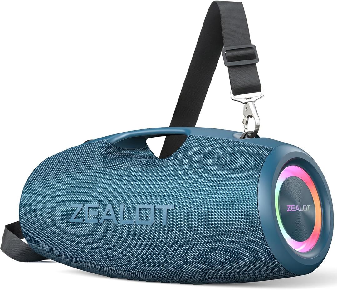 ZEALOT Bluetooth Speaker 120W Portable Wireless Outdoor Speaker with Subwoofer, IP67 Waterproof, EQ, LED Light, BT 5.3, 40H Playtime S78 Loud Bass, Large for Camping Beach Party Gifts(Blue)