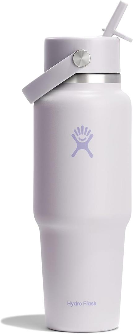 Hydro Flask Travel Water Bottle - Insulated Stainless Steel - Wide Straw Lid, Non Spill, Leakproof in 32 Oz Cloud Pink