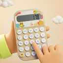 3 x Pocket Calculator, Kids 8 Digit Small Desktop, LCD Display, Cute & Aesthetic Mini Calculator (Beige, S)