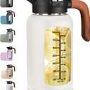 84 oz Glass Pitcher with Lid and Handle- Borosilicate Glass Water Jug/Carafe for Hot & Cold Beverages, 2.5L Large Pitcher with Silicone Sleeve & Wide Mouth, Fridge Safe for Iced Tea, Coffee, Juice (White)