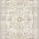 Area Rug 2x3, Lightweight Washable Rugs for Entryway Bathroom Kitchen, Ultra-Thin Absorbing Low Pile Non Slip Rubber Rugs Backing, Durable Aesthetic Vintage 2x3 Rug (Cream/Light Beige, 2X3)
