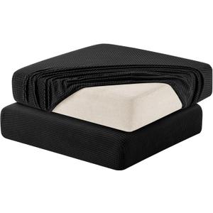 Hokway Stretch Couch Cushion Slipcovers Reversible Cushion Replacement Slipcovers Sofa Cushion Covers (Black, 2)