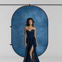 Kate Collapsible Backdrop for Photography Flower Blue and Green Portable Photo Backdrops Pop Up Background for Portrait, Live Streaming, 5x6.5ft