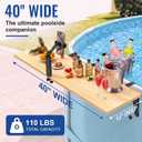 Saillong Pool Bar for Above Ground Pool, 40 x 12 Foldable Poolside Bar Table with Phone Holder, Heavy Duty Solid Pine Wood Clip On Pools Side Table for Round & Oval Pools, Patio Balcony Railing Shelf