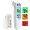 Ear Thermometer, Digital Ear Thermometer for Kids and Adults, High Accuracy Baby Thermometer with 1s Result, 3-Color Dispaly, 30 Memory Recall, with 21 Disposable Probe Covers (White)