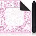 Chinoiserie Mahjong Mat with 1 Carrying Bag 31.5" x 31.5" Pink and White Rubber Anti Slip and Noise Reduction Multi Purpose Game Table Cover for Card, Board Tile Games