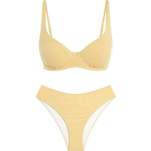 ZAFUL Womens Gingham Bikini Sets High Waisted Underwire Swimsuits Full Coverage Two Piece Swimwear Plaid Bathing Suits (Yellow, S)