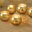 24pcs Gold Votive Candle Holders for Tealight, Mercury Glass Votives Set for Wedding Party Centerpiece Table Decorations