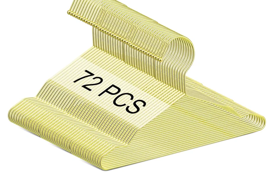 Jetec 72 Pcs 12 Inch Gold Kids Baby Hangers Strong Metal Children's Closet Clothes Hangers for Space Saving, Hanging Coats, Pants & Clothes (Gold)