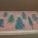 Dunzy Christmas Snowy Forest Doormat Outdoor Green Christmas Tree Imitation Coir Welcome Doormats Xmas Winter Front Door Non-Slip Mat Rugs Decor for Indoor Outdoor Home Entrance Porch