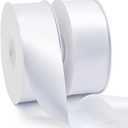 100 Yards 1-1/2 Inch White Ribbon, Fabric Satin Ribbon for Gift Wrapping, Wide Continuous String Ribbons, Flower Bouquet Wedding Bow Award Ribbons Making Decorations
