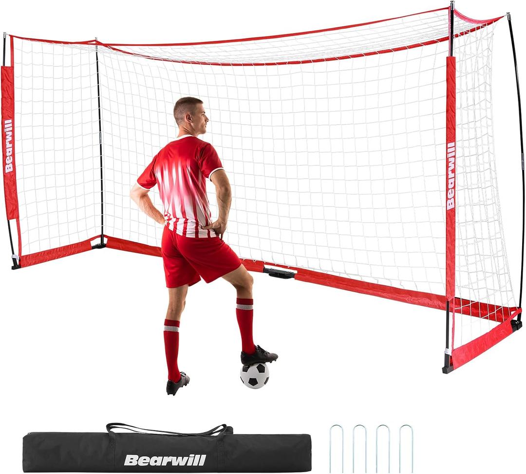 Bearwill Soccer Goal, 12X6FT Soccer Net Easy Setup, Portable Soccer Goals for Backyard with Upgraded Collapsible Metal Base, Outdoor Indoor Soccer Goal Net for Practice with Carry Bag 36"D x 144"W x 72"H
Red&White