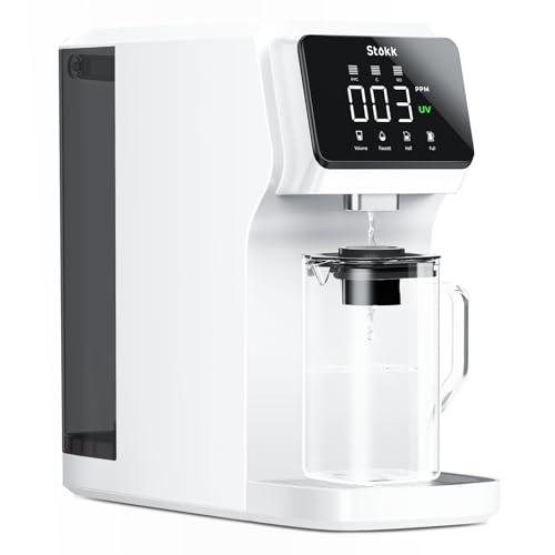 Stokk T1 UV Countertop Reverse Osmosis Water Filter, Carafe Alkaline Boost, 6-Stage RO Filtration System, Reduce TDS PFAS, Large Size (White)
