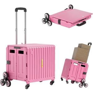 TODAYGO Collapsible Stairs Cart for Teachers:Utility Stairs Rolling Organizer with Wheels Lid Crate Basket School Supplies Books Art Projects Office Trade Show Storage Rolling Utility Cart with Stair