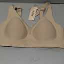 As Fairy Womens Sexy Deep V Mesh Wireless Bra Seamless Bralettes, Soft Support Breathable Comfort Daily Wear Brassiere (34DD, Beige)