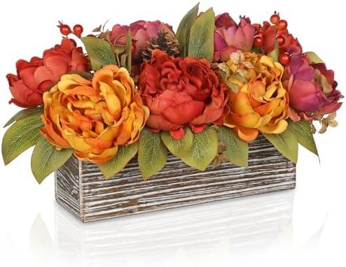Amazon.com: Fall Hydrangea Artificial Flowers for Decoration In Rustic Wood Planter, Faux Fall Flowers Arrangement with Berries for Table Centerpieces, Falls Decor Fake Hydrangea for Autumn, Harvest, Thanksgiving : Home & Kitchen