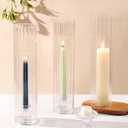 Volens Hurricane Glass Candle Holders for Table Centerpiece - Set of 3 Taper Candle Holders with Windproof Cylinders 12.6" Fluted Glass Chimney for Wedding, Outdoor Party & Fall Home Decorations