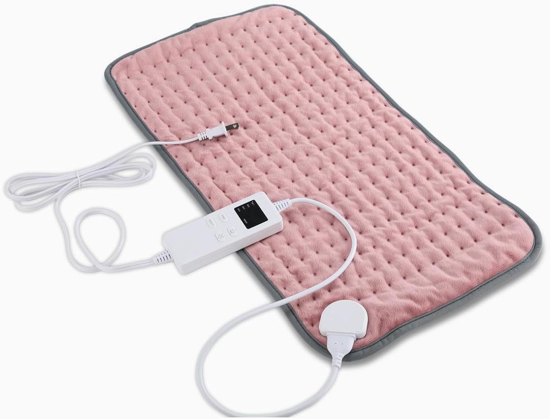 Heating Pad, Electric Heating Pads for Pain Relief and Cramps, 6 Heating Setting, Auto-Off, Machine Washable, Moist Dry Heat Options,Gifts for Women, Men, Older (12 x 24'', Pink)