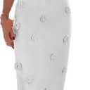 Women's Knit Maxi Dress Spaghetti Strap Floral Dresses Bodycon Knitted Beach Long Dress Backless Swim Cover up Dresses (Medium, 3d Flower-white)