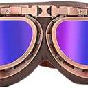 Vintage Motorcycle Goggles,Windproof Anti Fog & Impact UV Protection Aviator Pilot Motocross Goggles,Fly Racing Riding Sand Dust Goggles for Men,Women, Adult