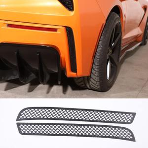 Rear Diffuser Side Vent Cover Trim for Chevrolet Corvette C7 2014-2019 Accessories, Rear Bumper Caliper Air Duct Vent Cover, Back Bumper Air Intake Splitter Bezel Protector, Stainless Steel (Black)