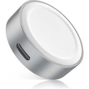 RUXELY Magnetic Charger Adapter 5W for Apple Watch 11,Portable Wireless Fast iWatch Charger with USB C & iPhone Power Port,Short Apple Watch Charging Cable for iWatch Series 10 9 8,Ultra,SE,42/46/44mm (Silver)