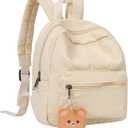 Phaoullzon Girls Mini Backpack Purse for Women Kids Canvas Small Casual Daypack Tiny Cute Travel Bag,Beige