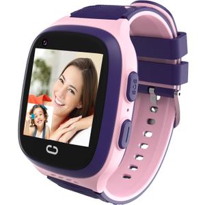 4G Kids Smart Watch GPS Tracker - Smartwatch with Two Way Call Video Calling 7 Puzzle Games Voice Chat SOS School Mode Pedometer Geo-Fence Touch Screen Alarm Clock Smartwatches for Boys Girls (Pink)
