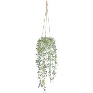 Decorative Hanging Plants for Shelf, Faux Ivy Eucalyptus Vine, Fake Greenery in White Pot with Lanyard (Full, Large Pot)