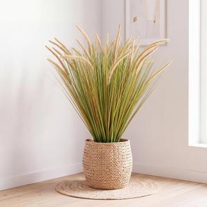 Jexine 6 Pieces 31.5 Inches Artificial Grass Filler Decor Fake Shrubs Wheat Grass Cattails Fake Greenery Decorations Artificial Greenery Stems Weed for Room Indoor Home Vase Decor(Setaria)
