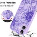 Fiyart Designed for iPhone 16 Case Cute Flower Floral Sunflowers Design,Soft Slim TPU Anti-Scratch Phone Cover for Women Girls 6.1"-Purple