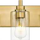 3-Light Bathroom Light Fixtures, Brushed Gold Vanity Light with Cylinder Clear Glass Shade, Modern Vanity Lighting Fixtures Over Mirror, VL143-BG-3