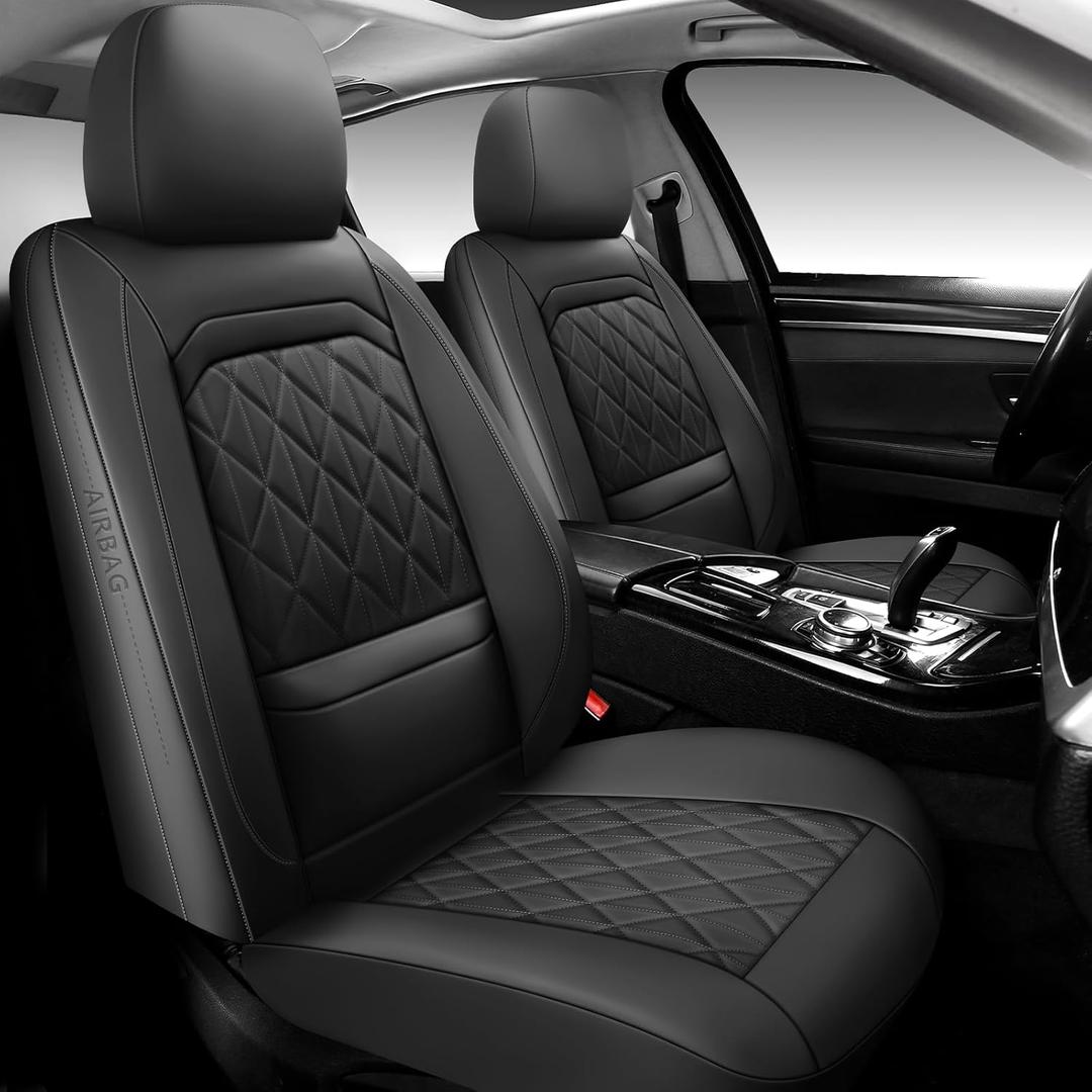 Car Seat Covers Full Set,Luxury Leather Seat Covers for Cars,Universal Waterproof Interior Seat Covers, Automotive Car Seat Cover for Most Vehicles,Truck,SUV Black