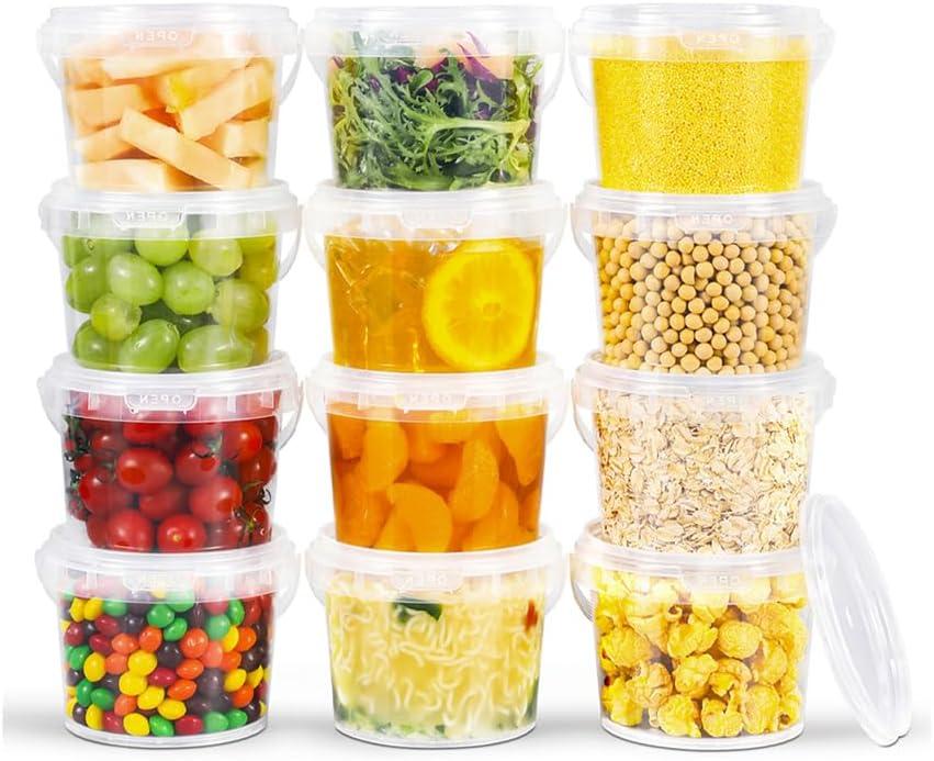 ASEVAT 25oz Food Grade Plastic Storage Containers, Airtight Food Storage Container, Reusable Microwave Safe Bowls With Lids, Freezer Safe Containers, Sauce, Soup (Pack of 12)