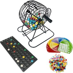 Yuanhe Deluxe Bingo Games Set - Metal Cage with Calling Board, 50 Bingo Cards, 300 Colorful Bingo Chips, 75 Colored Balls, Great for Adults Kids Large Groups, Parties Events Family Game Nights