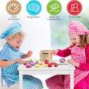 WHOHOLL 43 Pcs Wooden Play Food for Kids Play Kitchen Accessories Playset with Basket, Pretend Cutting Food Toys for 3 4 5 6 Year Old, Vegetables Fruits Toys Christmas Birthday Gifts for Girls Boys