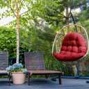 Thick Egg Chair Cushion Replacement, Button Tufted Outdoor Swing Chair Cushion with High Elasticity PP Cotton and Skin-Friendly Fabric, Hanging Cushion for Patio Porch Furniture (Only Cushion)