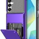 COOYA for Samsung Galaxy A16 Case Wallet 5 Credit Card Holder ID Slot Flip Cover Wallet Case Back Pocket Protective Hard Rubber Bumper Armor Non-Slip for Samsung Galaxy A16 5G 6.7 inches Women Purple
