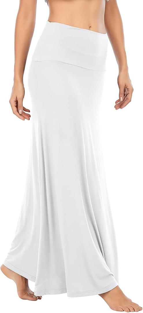 American Trends Plus Size Skirts for Women Stretch Maxi Skirt Womens Long Plus Size Skirts Casual Long Maxi Skirt White 3X-Large