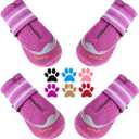 QUMY 4PCS Dog Boots for Large Dogs, Medium Dog Shoes & Paw Protectors for Hot Pavement, Summer Heat Protection, Mesh Breathable Nonslip Dog Booties for Hardfloors, Walking Running Hiking Purple, Size 3: 2.0''x2.5''(W*L) for 23-33 lbs