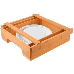 8.5-12 Inch Adjustable Paper Plate Dispenser, Paper Plate Holder Under Cabinet, Paper Plate Organizer for Cabinet Space Saver - Size Large and Bamboo Material